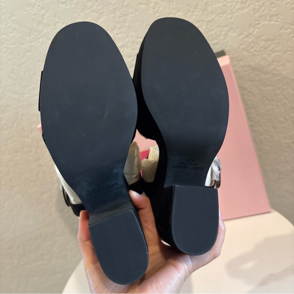 kate spade Black Suede Platform Block Heel Sandals - Picture 5 of 9